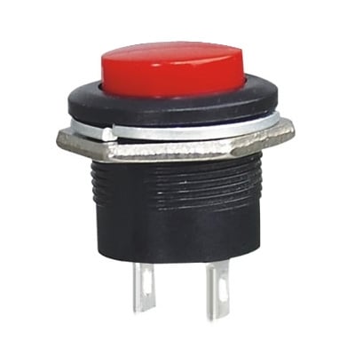 Бутон незадържащ M16, Ф19 мм, OFF-(ON), SPST, 3A/250VAC, ЧЕРВЕН