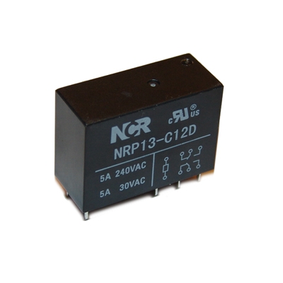 Реле NRP13, 12VDC, 5A/240VAC, 5A/30VDC, DPDT