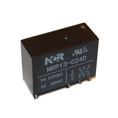 Реле NRP13, 24VDC, 5A/240VAC, 5A/30VDC, DPDT