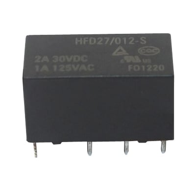Реле HFD27/012-M, 12VDC, 1A/125VAC, 2A/30VDC, DPDT