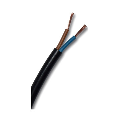 Кабел за захранване 2х0.75 мм2, H03VV-F BC, кръгъл, ЧЕРЕН