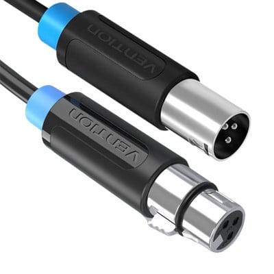 Кабел XLR мъжки 3P,  XLR женски 3P (Ф6 мм) Cu, 5 м