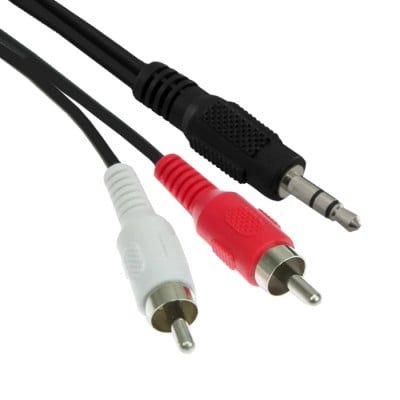 Кабел 3.5 мм мъжки, 2x RCA мъжки (3.20x6.40 мм), 10 м