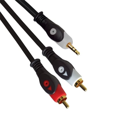 Кабел 3.5 мм мъжки, 2x RCA мъжки (2xФ4 мм) CCS, 5 м