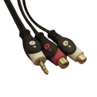 Кабел 3.5 мм мъжки ST , 2x RCA женски (2xФ4 мм) CCS, 0.2 м