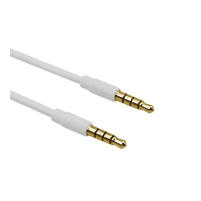 Кабел 3.5 мм мъжки, 3.5 мм мъжки, 4 pin (Ф2.6 мм), 1 м, БЯЛ