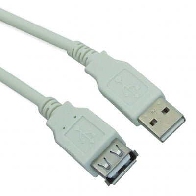 Кабел USB 2.0A мъжки, USB 2.0A женски, 0.60 м, СИВ