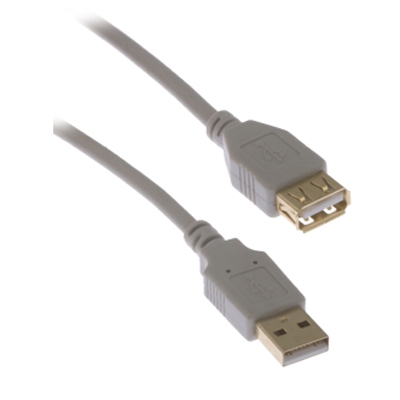 Кабел USB 2.0A мъжки, USB 2.0A женски, 1.80 м, СИВ