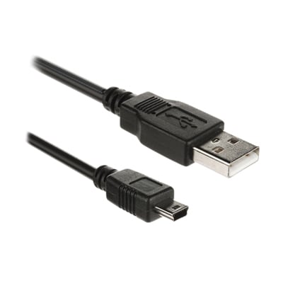 Кабел USB A мъжки, mini 5P мъжки, 0.80 м, ЧЕРЕН