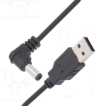 Преход USB A  мъжки, DC 5.5х2.1 женски ъглов, кабел 0.5 м