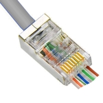 RJ45, 8P8C мъжки, Pass-through, кръгъл кабел, с екран Cat5e