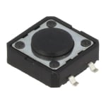 Бутон за платка 12x12 мм, Н:4.3 мм, 4P (ON)-OFF, 50mA/12VDC, SMT