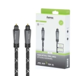 Оптичен аудио кабел Toslink M-M HAMA 1.5m, висок клас с метални букси, 205139