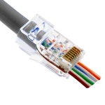 RJ45, 8P8C мъжки, Pass-through, кръгъл кабел Cat5e