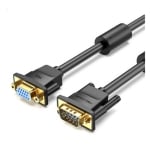 Кабел VGA DB15 HD мъжки, DB15 HD женски, коаксиален, 10 м, ЧЕРЕН