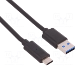 Кабел USB 3.0A мъжки, USB 3.1C мъжки, 1.5 м , ЧЕРЕН