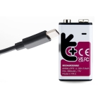 Батерия UNIROSS 6HR61/PP3 9V, 400 mAh, Li-ION, USB C кабел