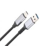 Кабел USB 3.2 Type-C / A M-M VCOM 1m, 3A, 10Gbps, Textile-Sleeved, Metal Plugs, CU401M-1m
