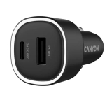 Зарядно за автомобил USB A+Type-C CANYON, 48W, LED, CNE-CCABR3AC