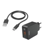 USB QC3 Charger HAMA + 1.5m A/Type-C, 3A, 201625