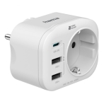 HAMA 1xSchuko+2xUSB+Type-C, 20W, White, 223342
