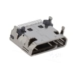 Съединител mini HDMI 19P женски, ъглов, SMT