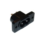 Букса захранваща AC, 2P мъжка, панелна (IEC60320 C8)