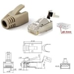 RJ45, 8P8C мъжки, кръгъл кабел, екран CAT-6A,7