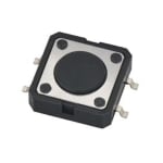 Бутон за платка 12x12 мм, Н:4.3 мм, 4P (ON)-OFF, 50mA/12VDC, SMD
