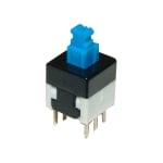 Бутон за платка задържащ 8x8 мм, Н:5.5 мм, 6P, 2х ON-OFF, 0.1A/30VDC