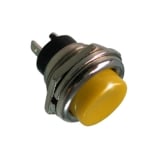 Бутон незадържащ M16, Ф19 мм, OFF-(ON), SPST, 1A/250VAC, ЖЪЛТ