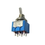 Превключвател с лост М6, 6P, 2х ON-ON, 3A/250VAC