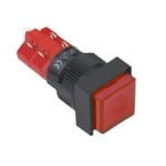 Бутон задържащ, подсветка, М16, квадрат, 2NO/2NC, 5A/250V, 2A/24V, 12V ЧЕРВЕН