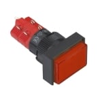 Бутон задържащ, подсветка, М16, 18х24 мм, 2NO/2NC, 5A/250V, 2A/24V, 12V ЧЕРВЕН
