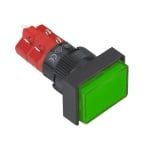Бутон задържащ, подсветка, М16, 18х24 мм, 2NO/2NC, 5A/250V, 2A/24V, 12V ЗЕЛЕН