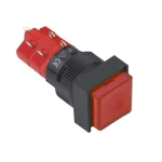Бутон задържащ, подсветка, М16, квадрат, 2NO/2NC, 5A/250V, 2A/24V, 250V ЧЕРВЕН