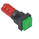 Бутон задържащ, подсветка, М16, квадрат, 3NO/3NC, 5A/250V, 2A/24V, 250V ЗЕЛЕН