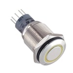 Бутон задържащ, подсветка, М16, Ф18 мм, 2NO/2NC, 3A/250V, МЕТАЛ, 12V ЖЪЛТ