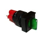 Превключвател ротационен светещ М16, 18х18 мм, ON-OFF, 5A/250V, 2A/24V, 250V ЗЕЛЕН
