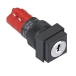 Превключвател с ключ М16, 18х18 мм, 2х ON-OFF, плосък ключ, 5A/250V, 2A/24V