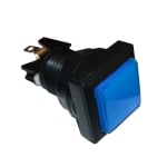 Бутон за игрална машина светещ M24, 33х33 мм, (ON)-ON, 6A/250VAC, СИН