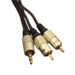 Кабел 3.5 мм мъжки, 2x RCA мъжки (2xФ4 мм) CCS МЕТАЛ, 5 м