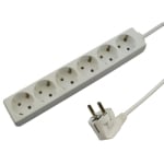 Захранващ кабел разклонител, 6x SCHUKO, 1.5 м, БЯЛ