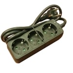 Захранващ кабел разклонител, 3x SCHUKO, 1.5 м, ЧЕРЕН