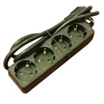 Захранващ кабел разклонител, 4x SCHUKO, 1.5 м, ЧЕРЕН