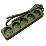 Захранващ кабел разклонител, 5x SCHUKO, 1.5 м, ЧЕРЕН