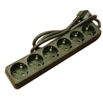 Захранващ кабел разклонител, 6x SCHUKO, 1.5 м, ЧЕРЕН