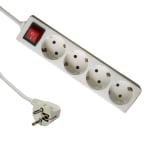 Захранващ кабел разклонител, 4x SCHUKO, ключ, 1.5 м, БЯЛ