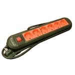 Захранващ кабел разклонител, 6x SCHUKO, ключ, 1.5 м
