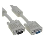 Кабел VGA DB15 HD мъжки, DB15 HD женски, коаксиален, 10 м, СИВ